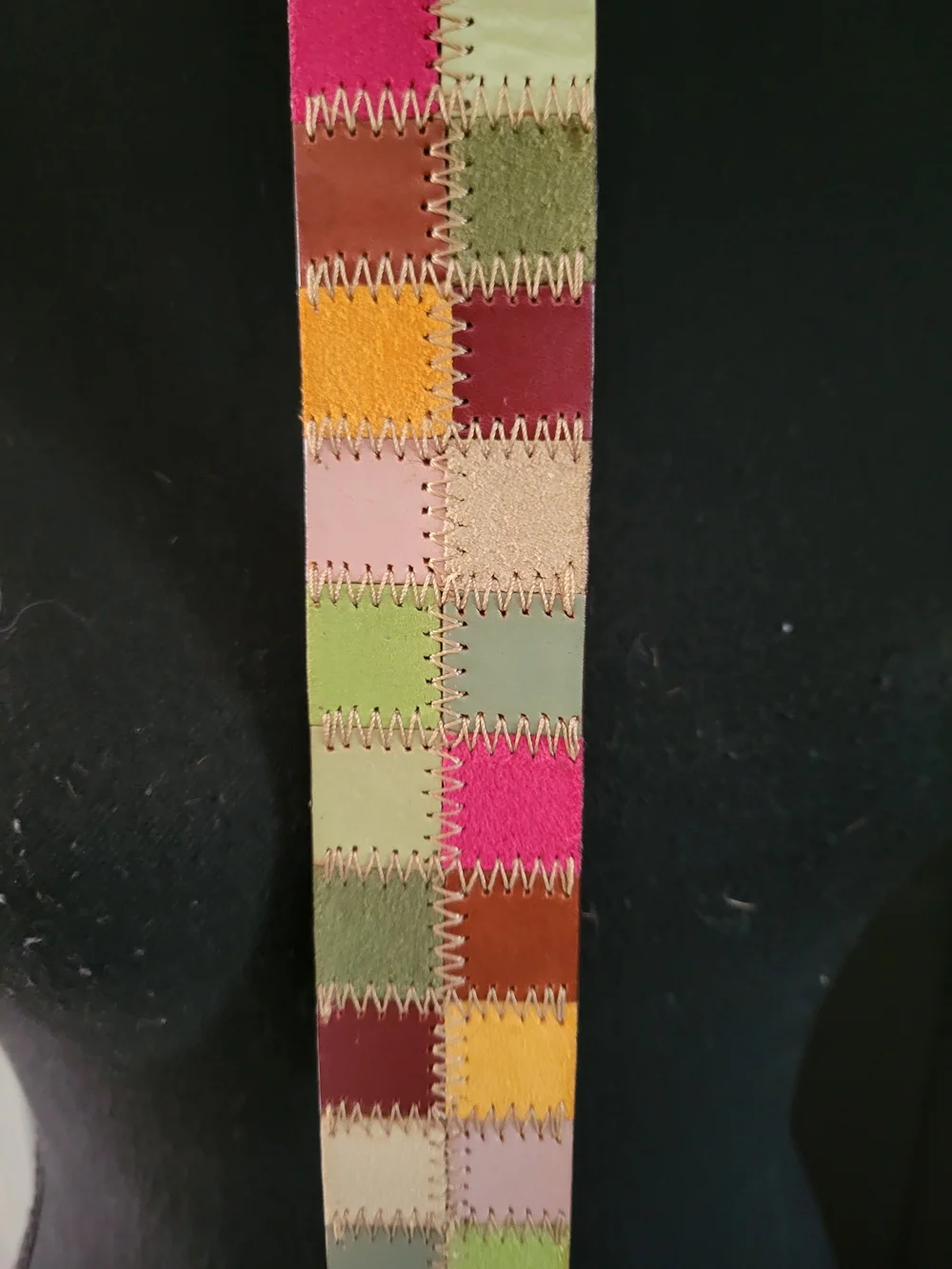 Fossil Multicolor Pink Green Yellow Mosaic Ribbon Hook 33 inches
